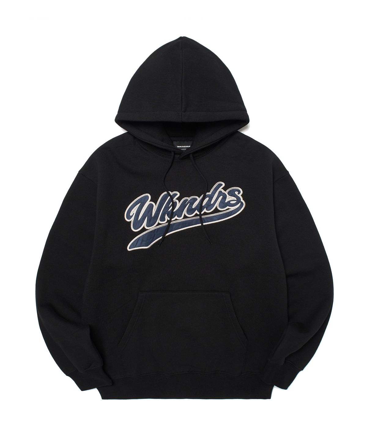 위캔더스(WKNDRS) BASEBALL APPLIQUE HOODIE (BLACK)