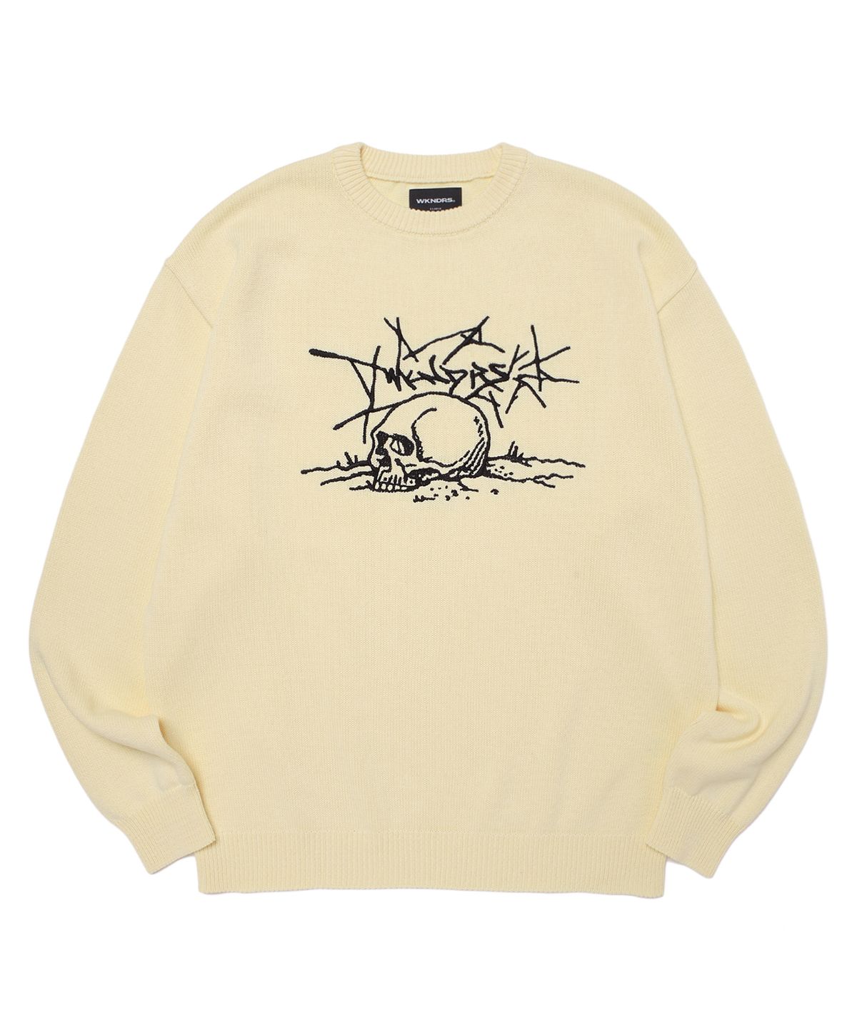 위캔더스(WKNDRS) SKULL KNITTED SWEATER (IVORY)