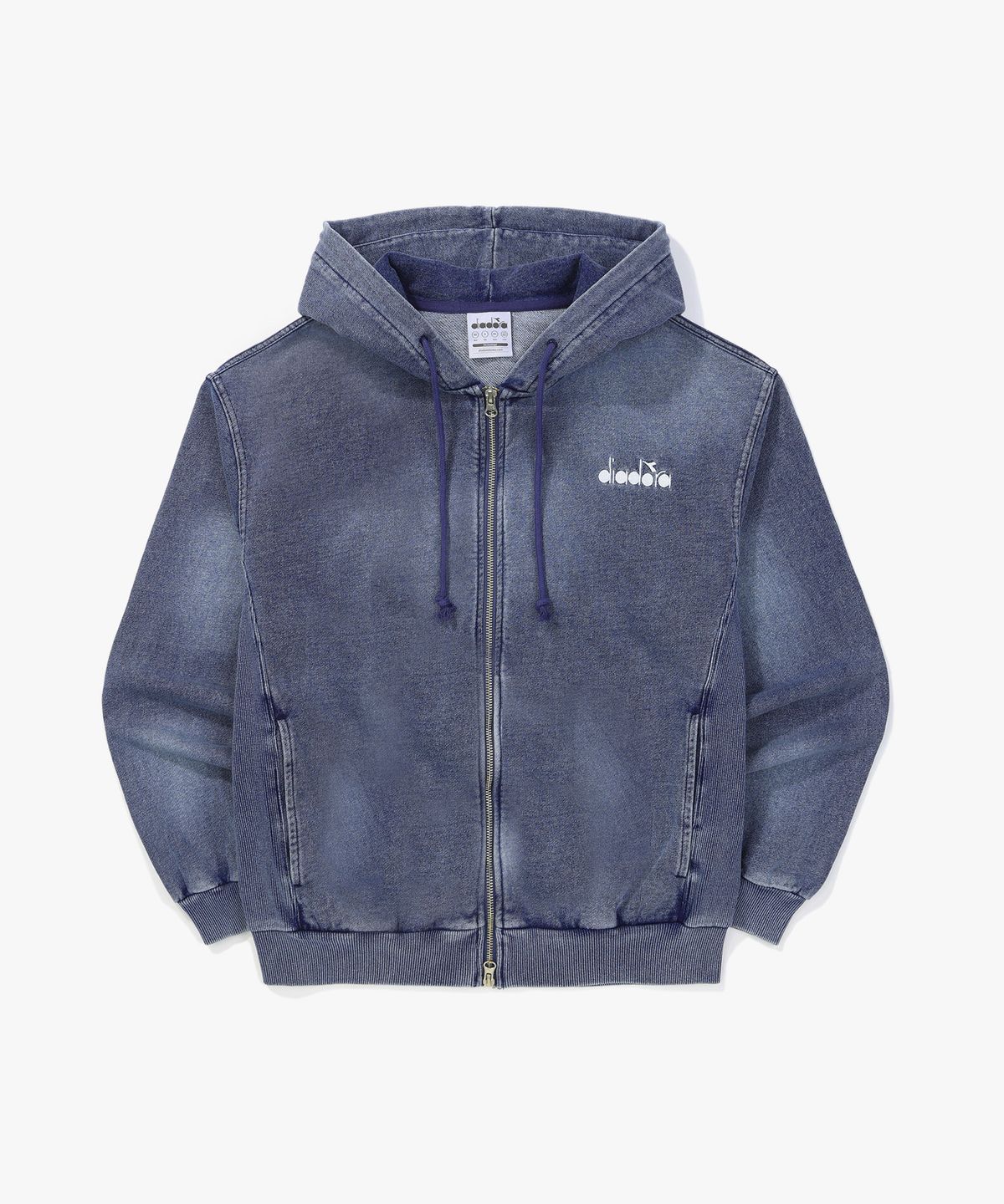디아도라(diadora) 스프레이 워싱 데님 스웻 후드집업 DENIM