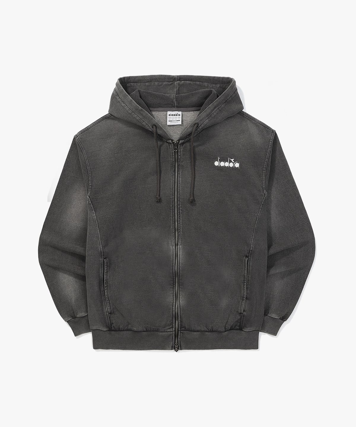 디아도라(diadora) 스프레이 워싱 데님 스웻 후드집업 BLACK
