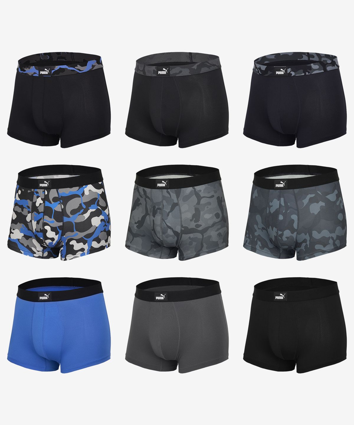 푸마 바디웨어(PUMA BODYWEAR) [9PACK] 스포티 에센셜 드로즈 카모 에디션