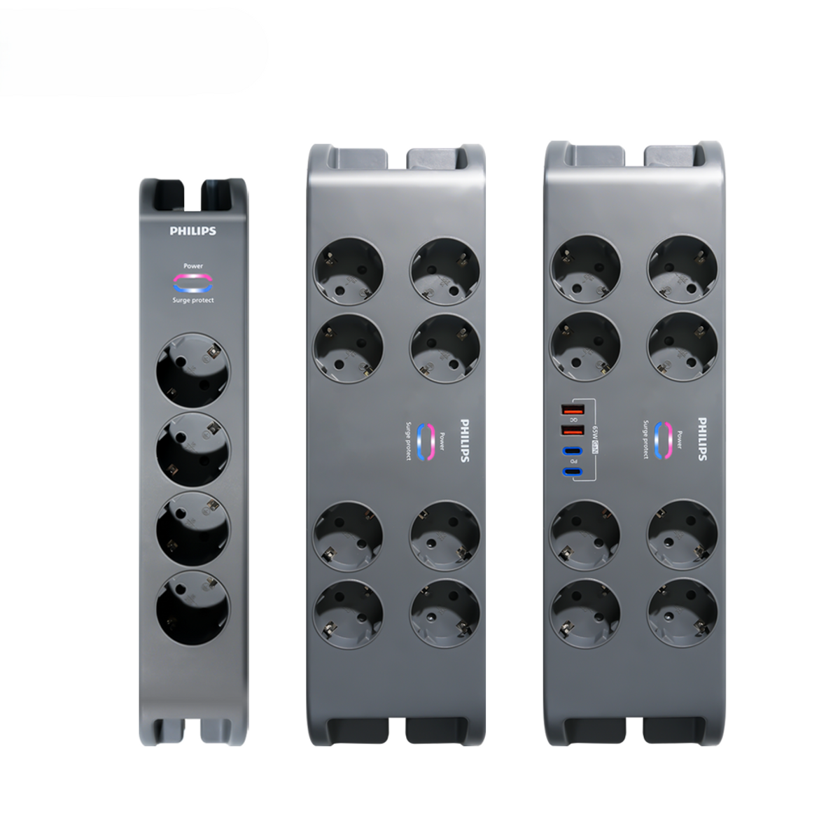 필립스(PHILIPS) 서지보호 울트라 멀티탭 고용량 과부하차단 4구 8구 GaN 65W USB C타입 A타입 2M