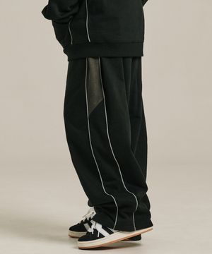 스카치 배색 스웻 팬츠 (블랙)