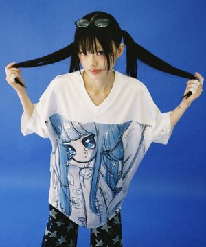 새드 엔젤 사틴 탑 - 블루