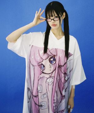 새드 엔젤 사틴 탑 - 핑크