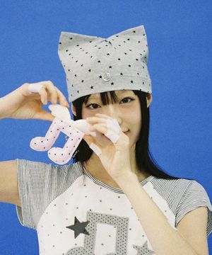 고양이 귀 별 비니 - 그레이