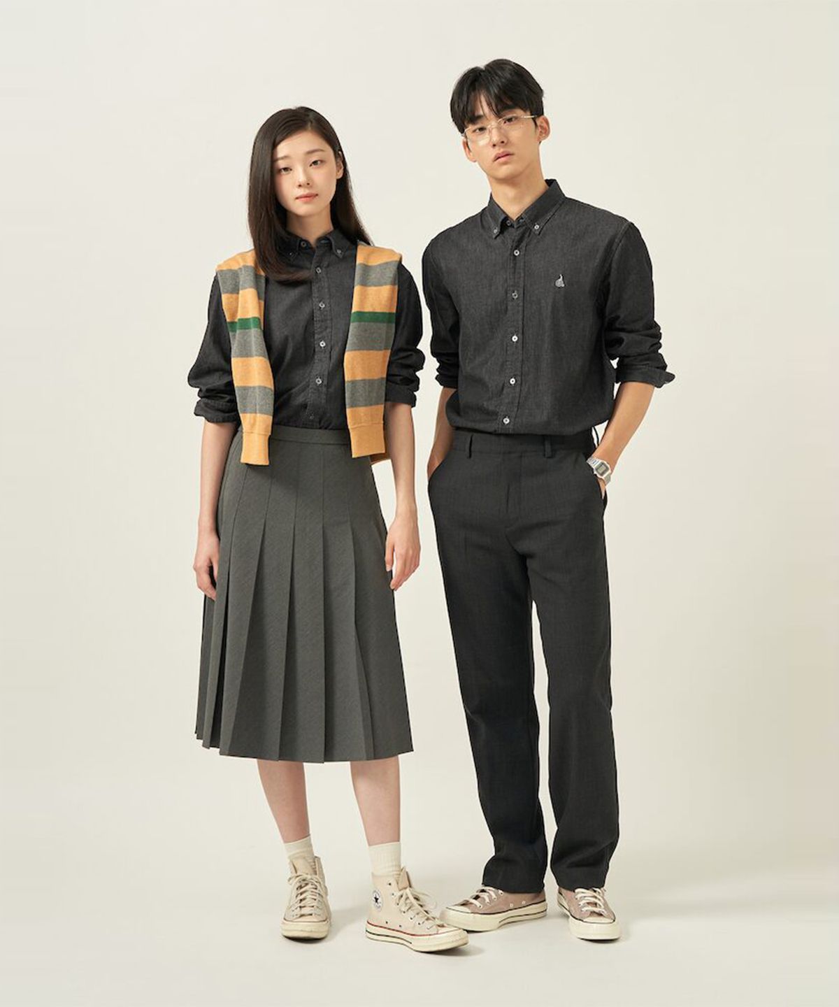 빈폴 멘(BEANPOLE MEN) [Essential] 남녀공용 데님 셔츠  애쉬