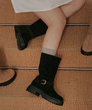 [2color] 스터드 스트랩 포인트 하프 부츠 EBAL157718