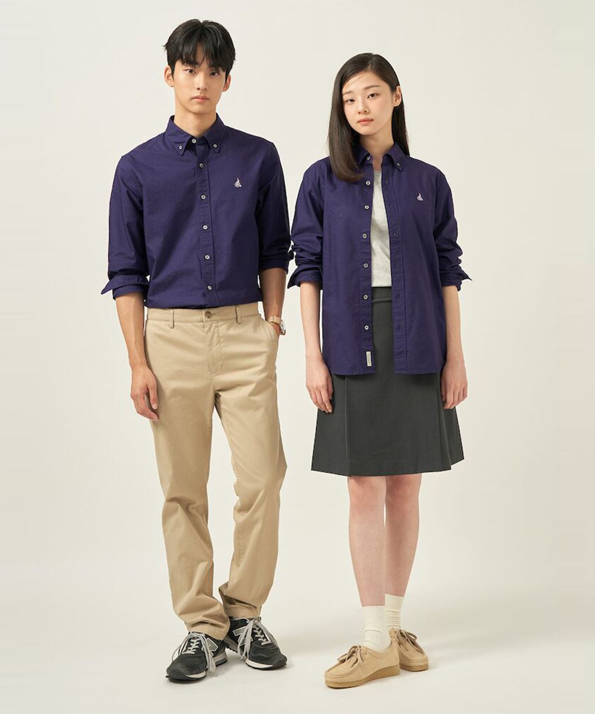 빈폴 멘(BEANPOLE MEN) [Essential] 남녀공용 옥스퍼드 솔리드 셔츠  퍼플