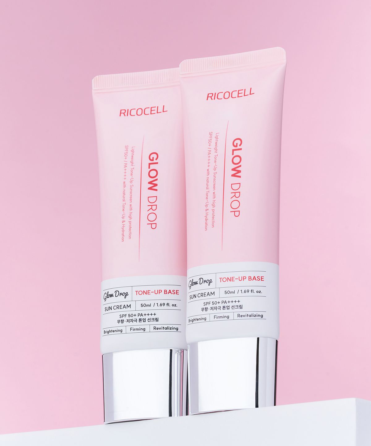 리코셀(RICOCELL) 파데프리 광채+톤업 밀착 선크림 50ml 2개