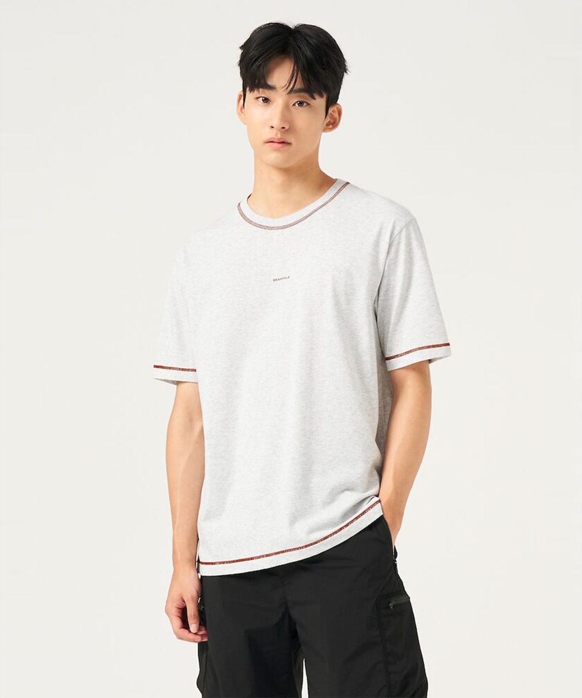 빈폴 멘(BEANPOLE MEN) [BEANPOLEKNAP] 스티치 포켓 반소매 티셔츠  라이트 그레이
