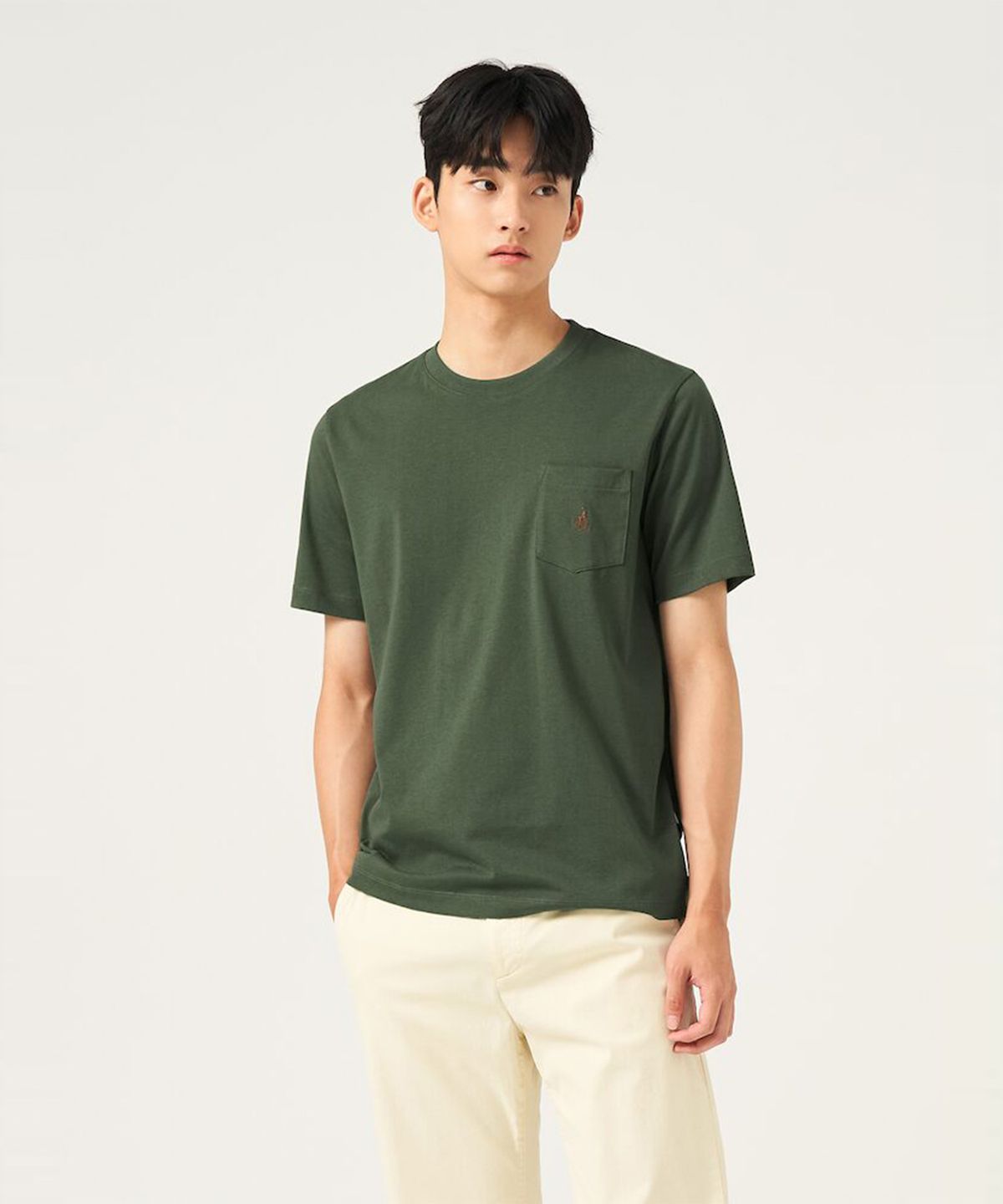 빈폴 멘(BEANPOLE MEN) 포켓 로고 반소매 티셔츠  카키