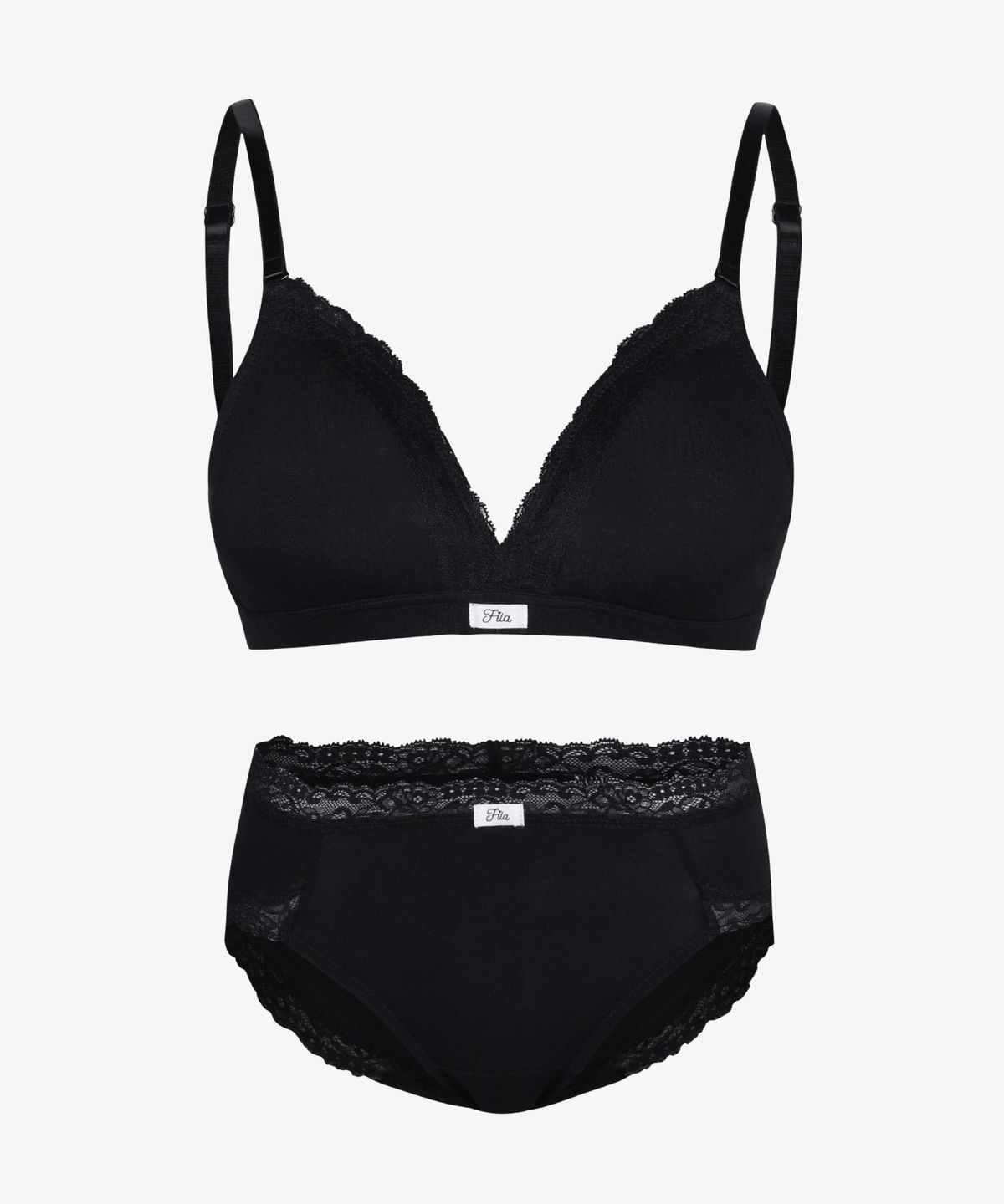 휠라언더웨어(FILA UNDERWEAR) 러버스 노와이어 브라 팬티 세트 (FI4BAH1123FBLK)(FI4BAH1123FBLK)