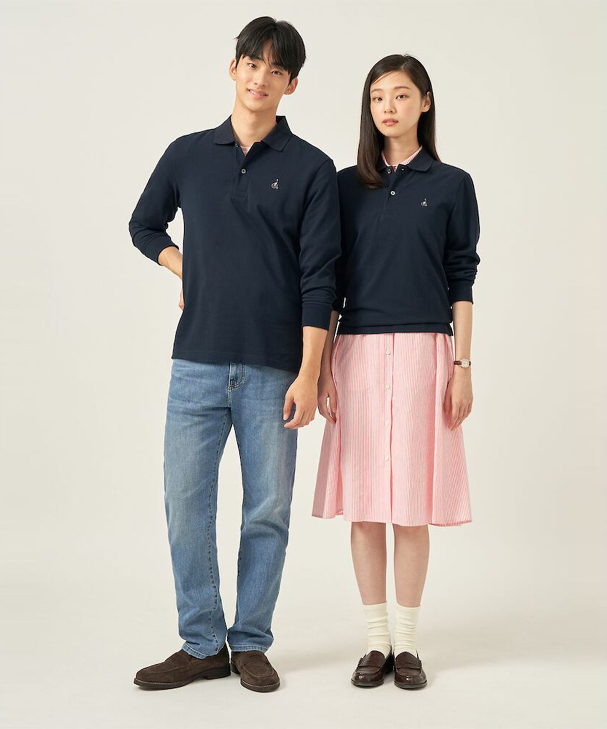 빈폴 멘(BEANPOLE MEN) [Essential] 남녀공용 수피마코튼 피케 티셔츠  네이비