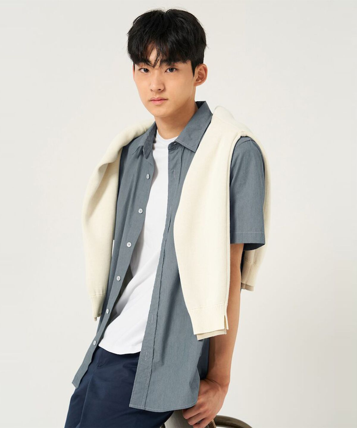 빈폴 멘(BEANPOLE MEN) 나일론 시어서커 반소매 셔츠  그린