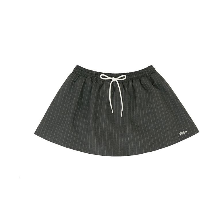 Pinstripe Drawstring Mini Skirt