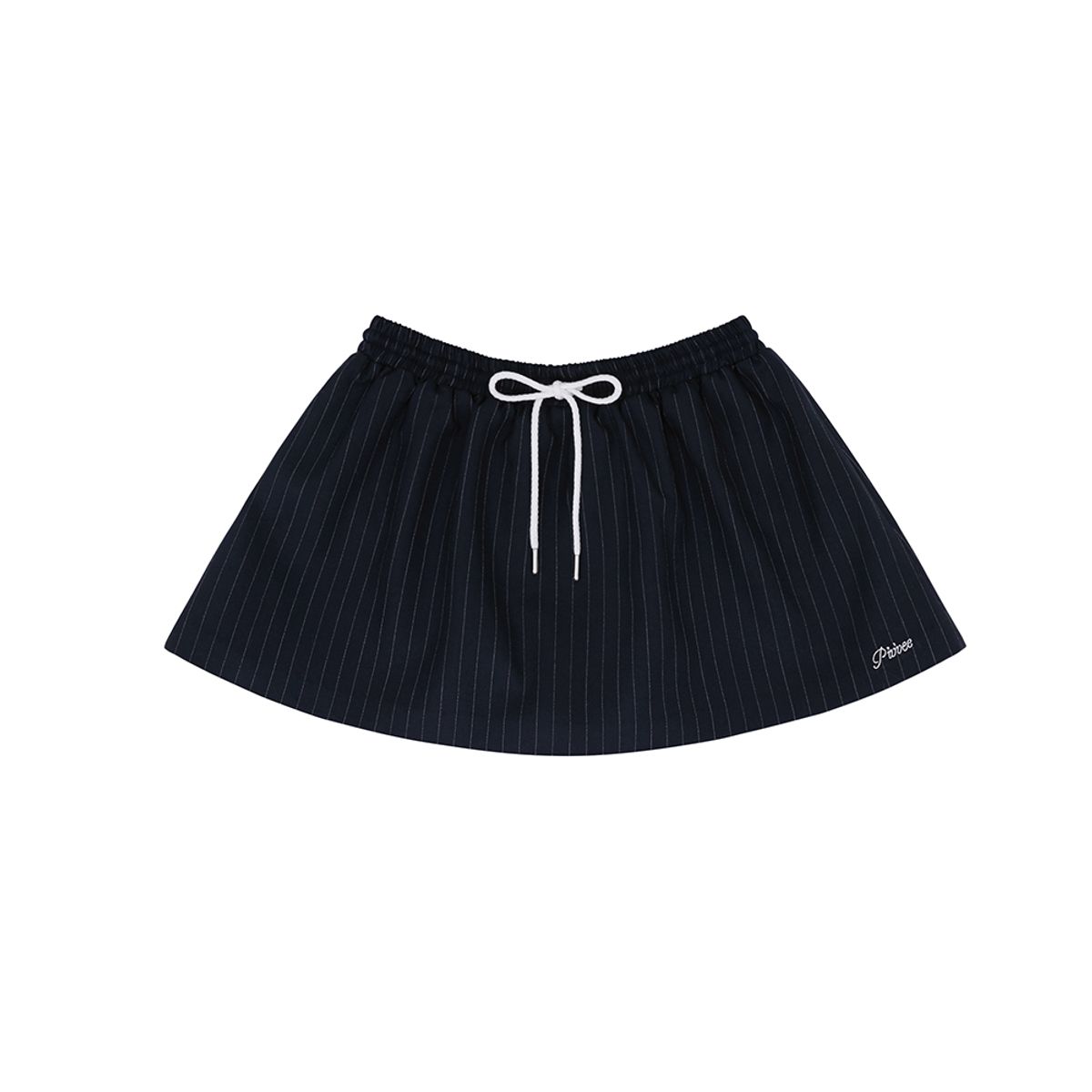 피브비(PIV’VEE) Pinstripe Drawstring Mini Skirt