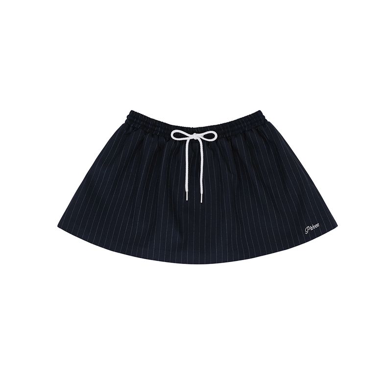 Pinstripe Drawstring Mini Skirt