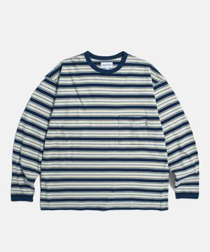 Multi Border L/S Tee Navy