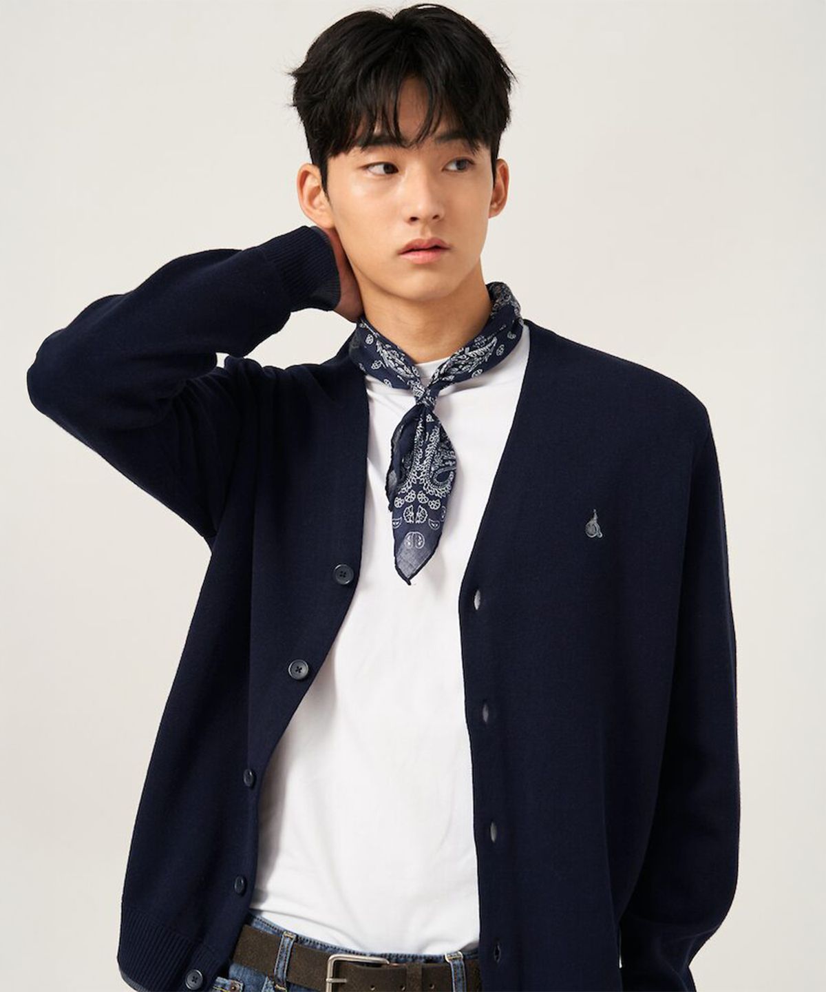 빈폴 멘(BEANPOLE MEN) 코튼 베럴비 레이어드 카디건  네이비