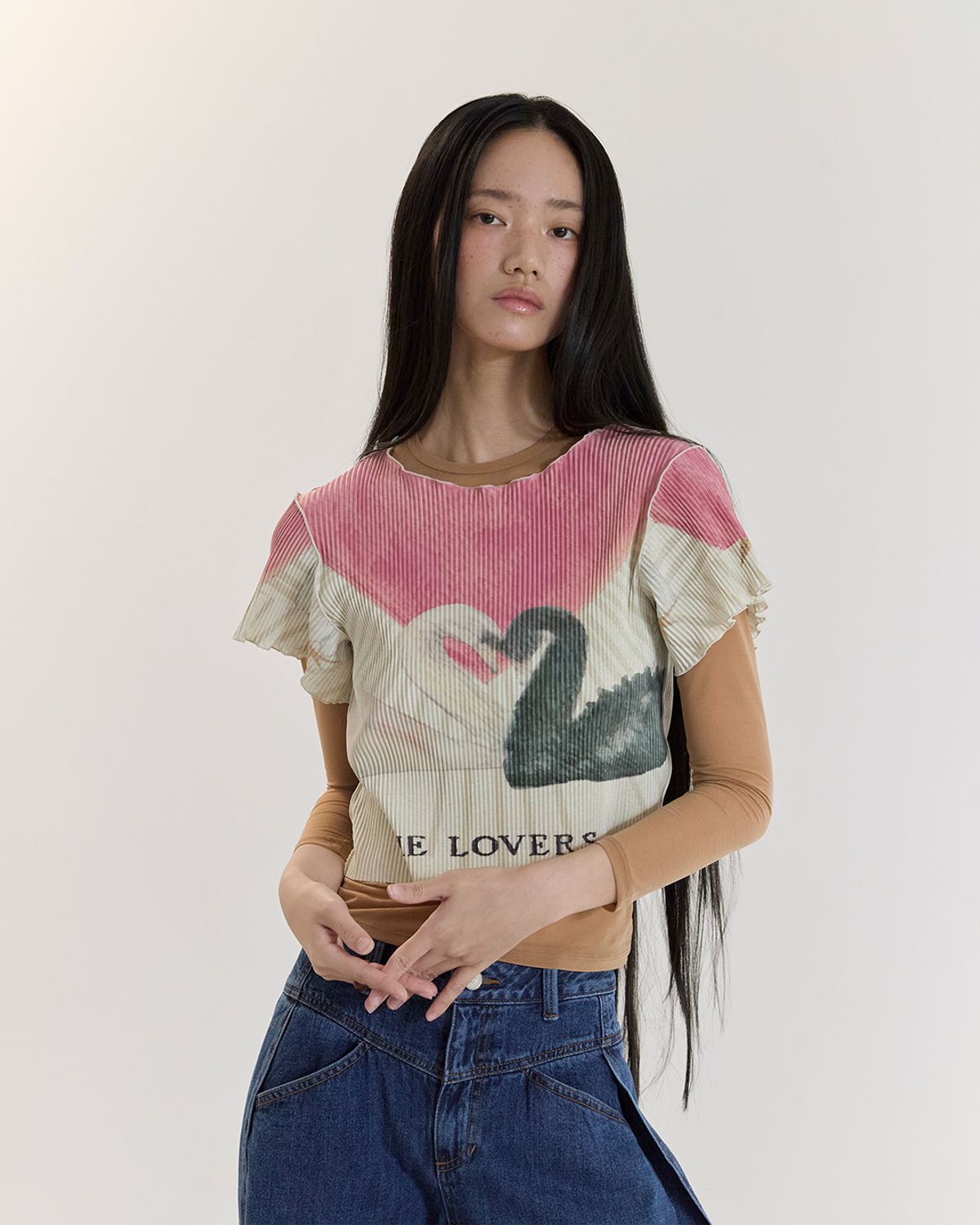 커렌트(CURRENT) PLEATS PRINT TOP(ETC)