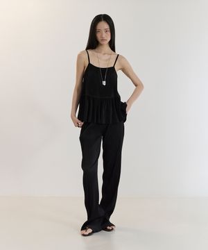 PLEATS LONG PANTS(BLACK)