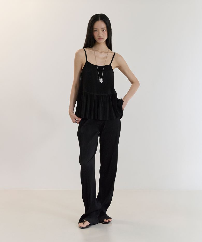 PLEATS LONG PANTS(BLACK)