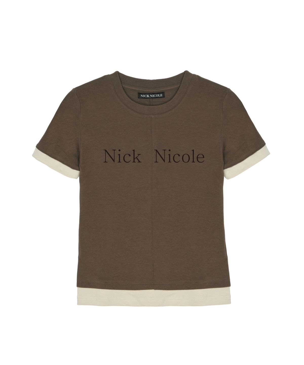 닉앤니콜(NICK&NICOLE) HALF LAYERED PINTUCK SLIM SLEEVE TOP_BROWN