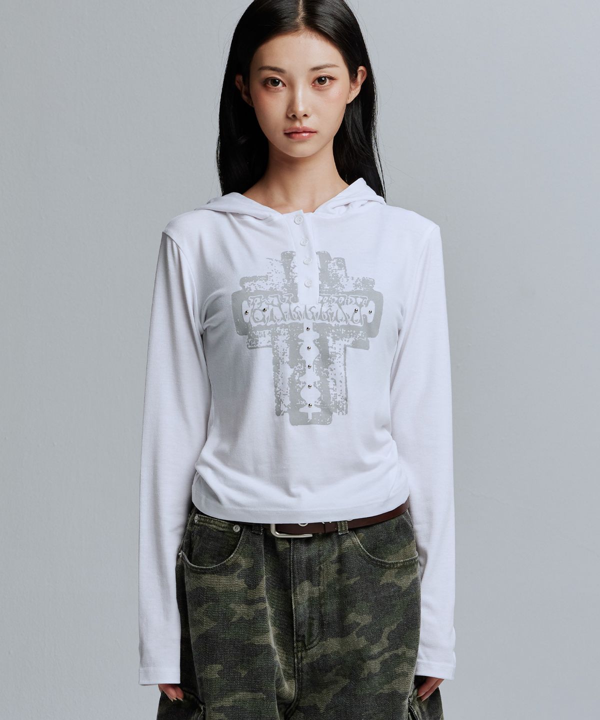 가터갤러리(GOTTER GALLERY) GEM CROSS THIN HOOD_WHITE