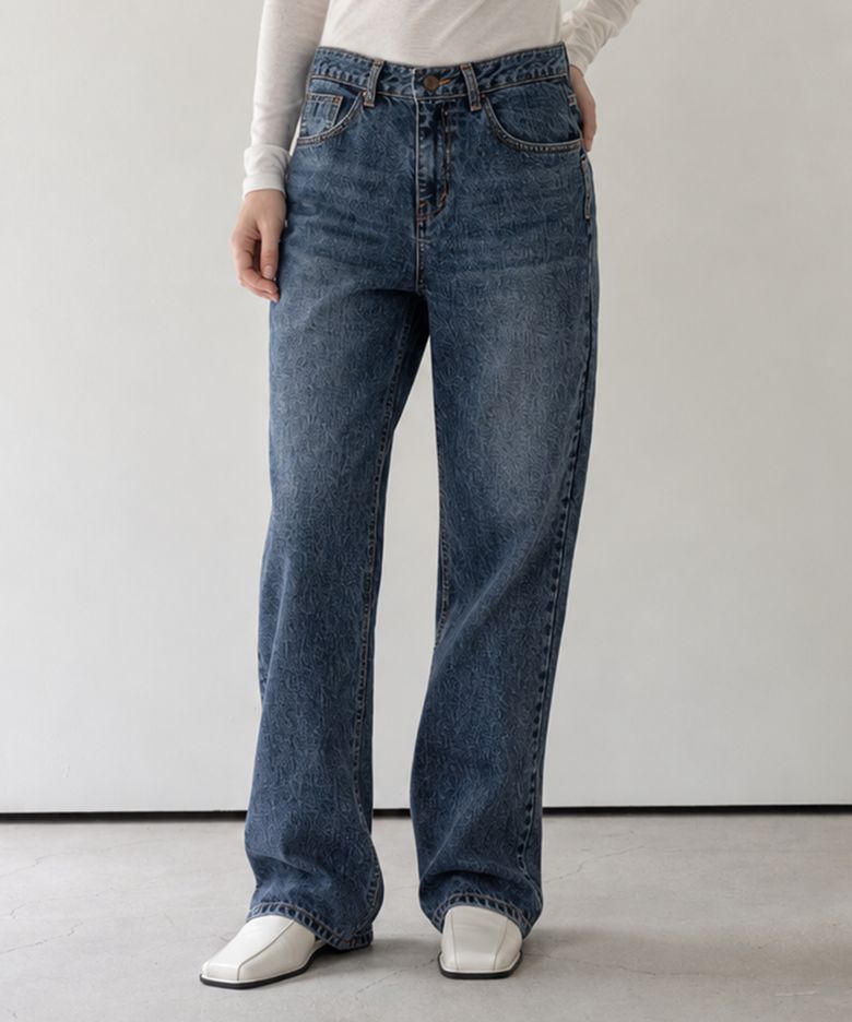 Classic Wide Denim Pants - Medium Blue