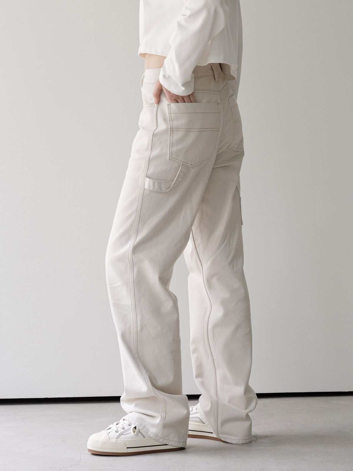 클루니(CLUNY) Hammer wide natural denim pants - white