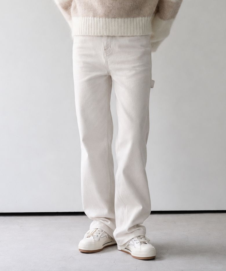 Hammer wide natural denim pants - white