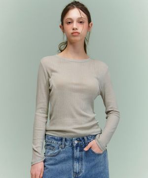 SLIP SHEER WAVE LONGSLEEVE [OLIVE]