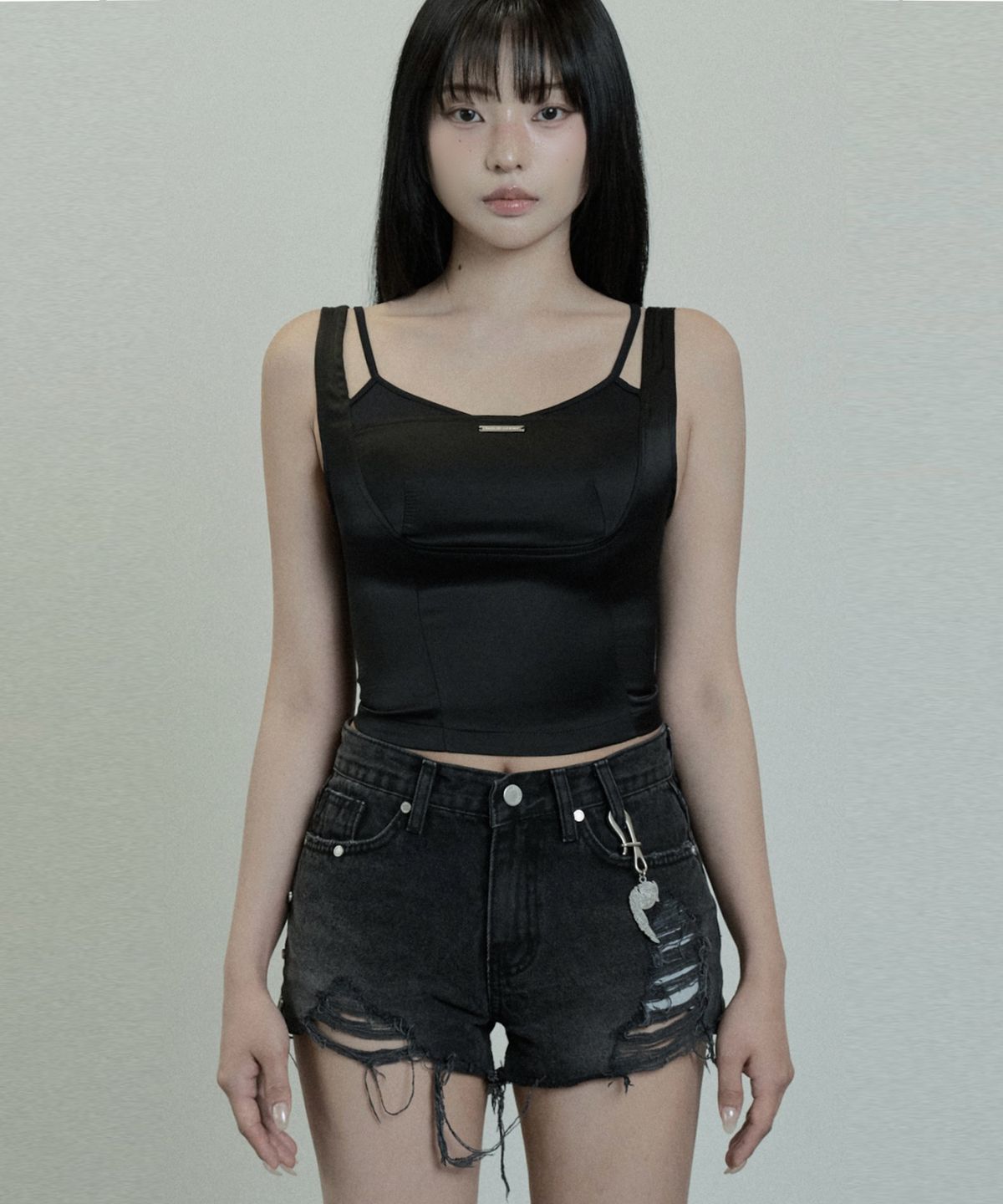 에트오소메(ETRE AU SOMMET) Baret Layered Tank Top (Black)