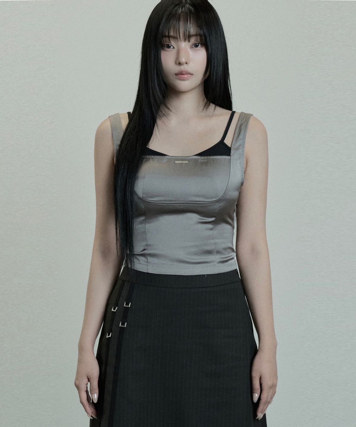 에트오소메(ETRE AU SOMMET) Baret Layered Tank Top (Charcoal)