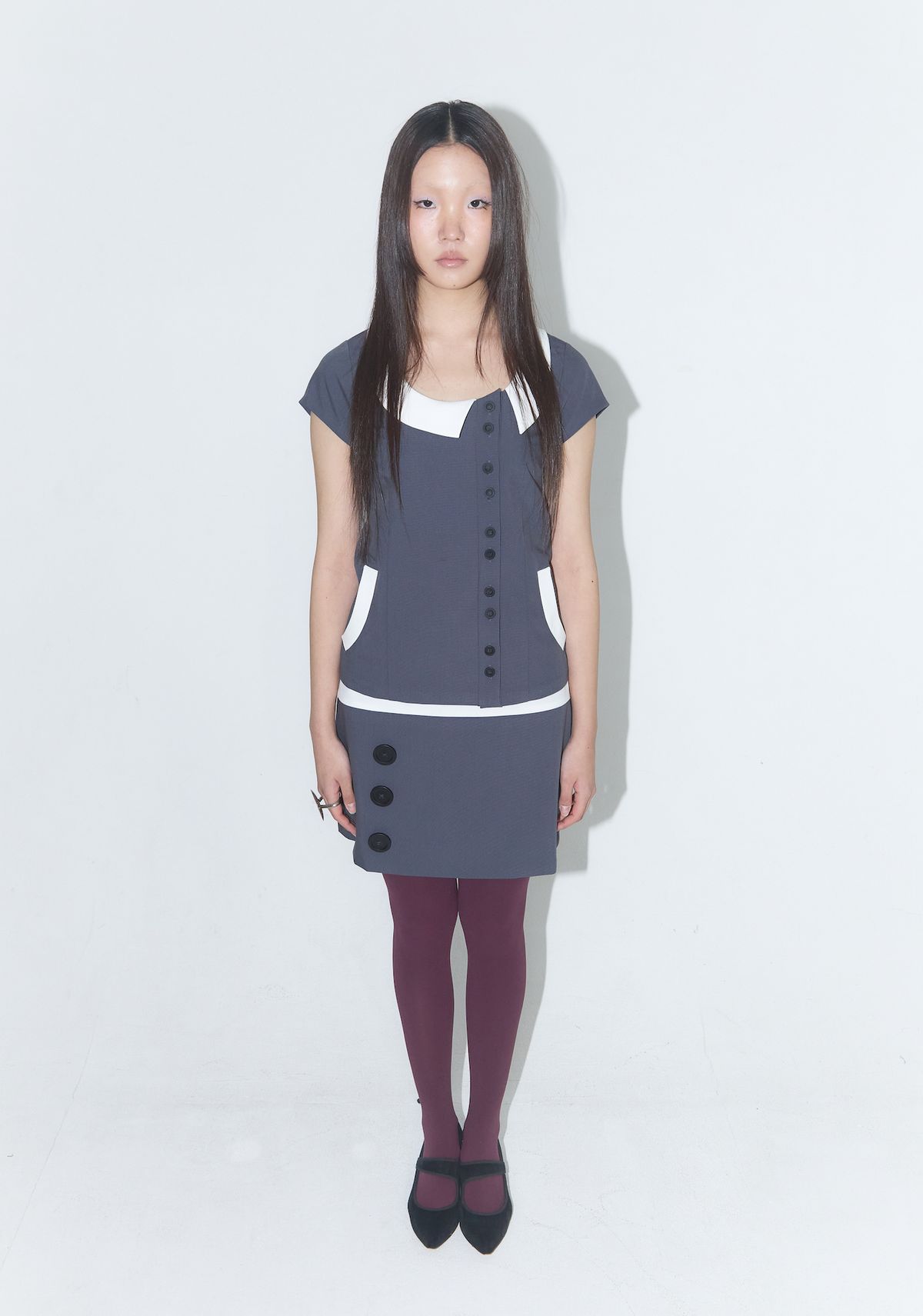 라이라이(LYELYE) 버튼 포인트 스커트