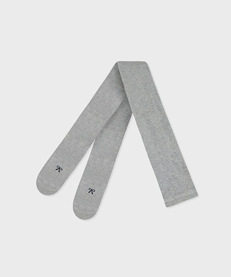 RIBBON GIRL cotton tights embroidery melange grey