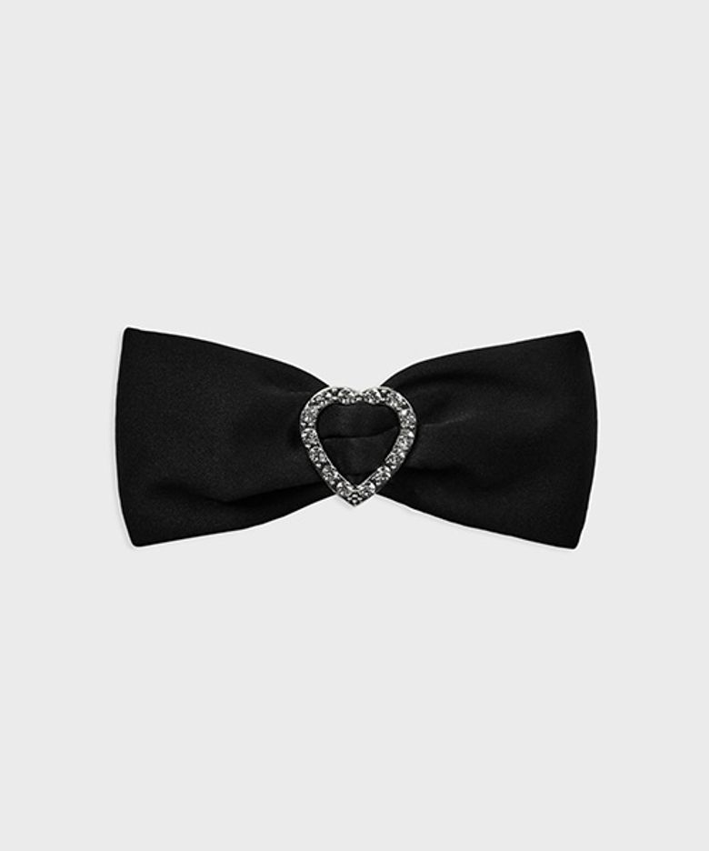 heart jewel ribbon hair pin