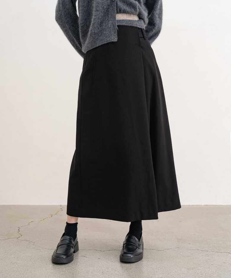 Belted Long Skirt - Black