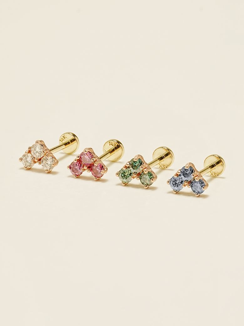 [1mm/1.2mm]14K 인터널 모이사나이트 다이아 블럭 하트 라블렛 피어싱