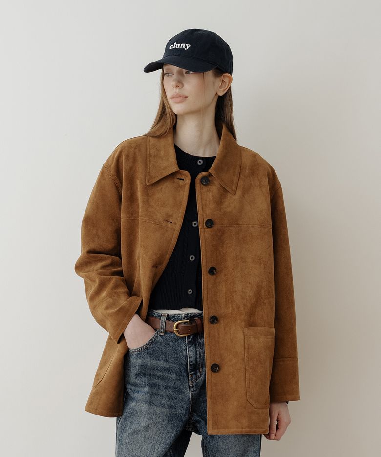 Suede Half Coat Jacket - Camel