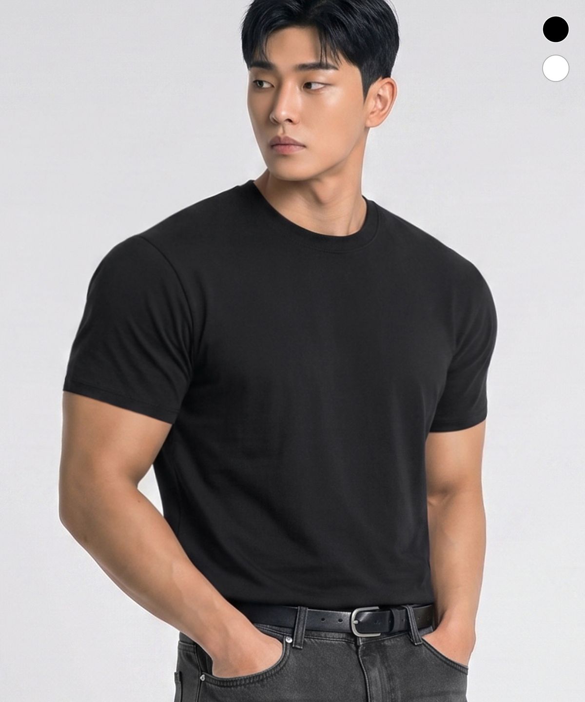 어프레쉬(AFRESH) 소프트 무지 머슬핏 하프 슬리브 2COLOR