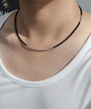 남자 블랙 비즈 목걸이 CLEF CHORD CHARM NEC