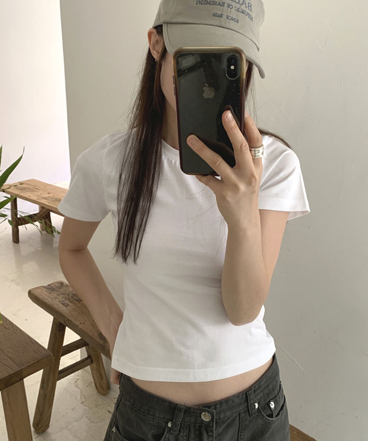 에드워드벌룬(EDWARD BALLOON) [Essential] Crop Short-Sleeve T-Shirt