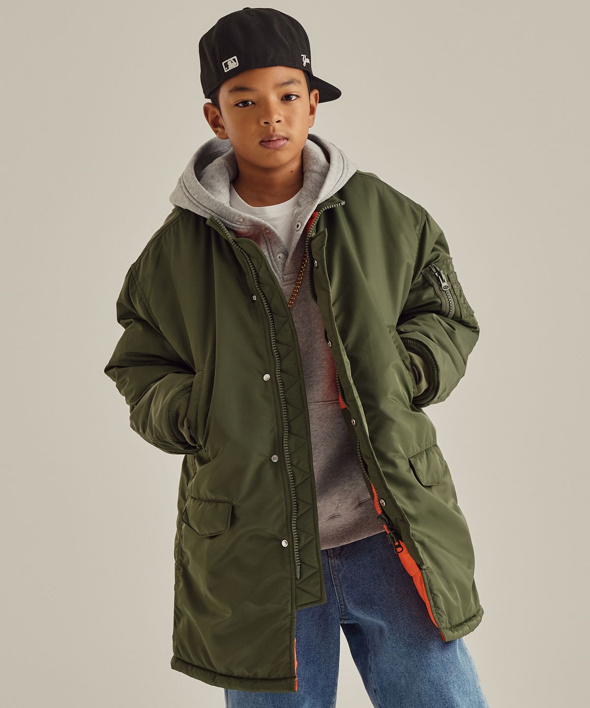 테이크이지 키즈(TAKEASY KIDS) 자이언트핏 봄버 자켓 (카키)