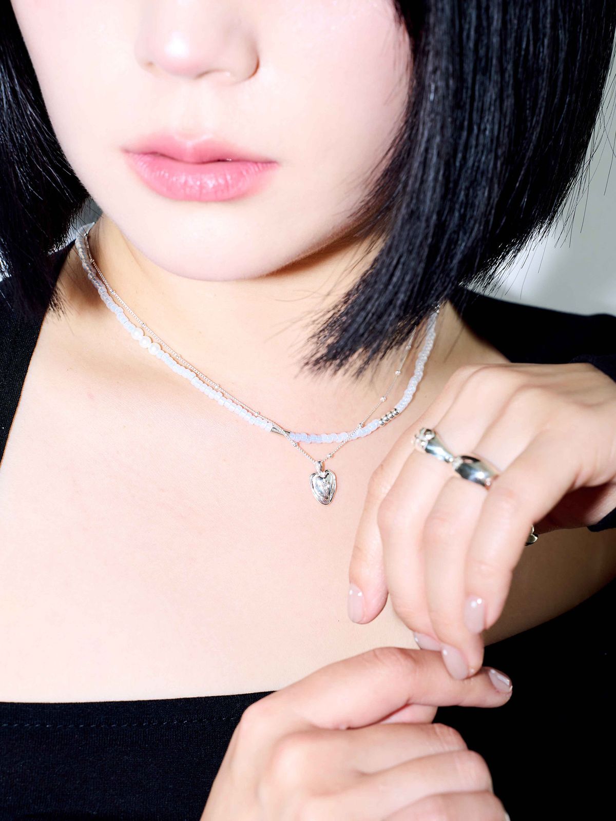 러브트릭스(LOVETRIX) Silver 925 Cloud beads necklace 3color  (gray,pink,white)