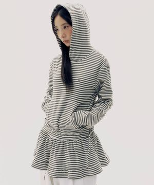 러플 레이어드 단가라 프릴 롱 슬리브리스 후드 티셔츠 _2COLOR