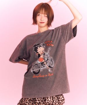 베티붑 바이크 오버핏 반팔 티셔츠_그레이