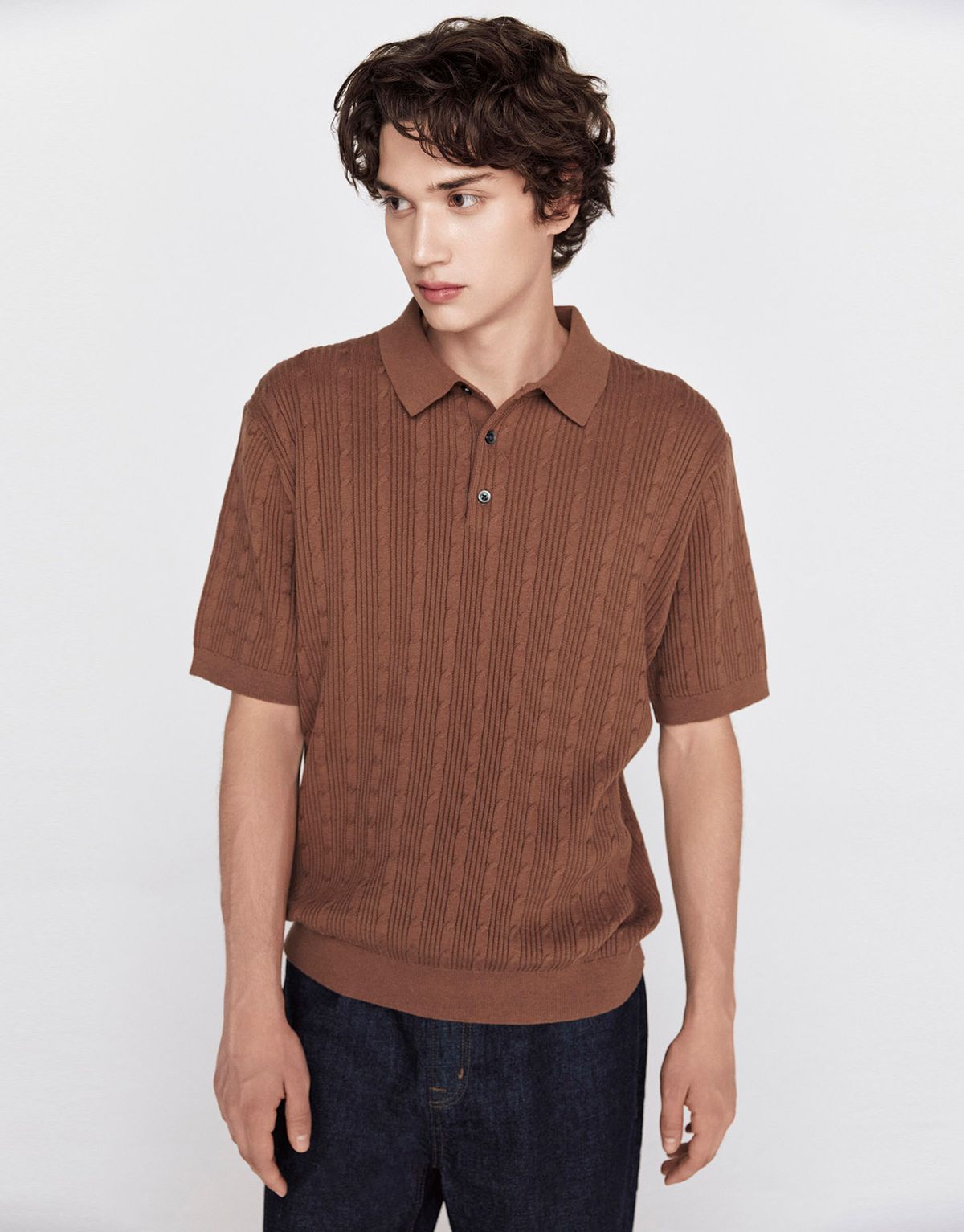 지오다노(GIORDANO) 케이블 스티치 폴로넥 반팔 니트(12GG) 055902 [3color]