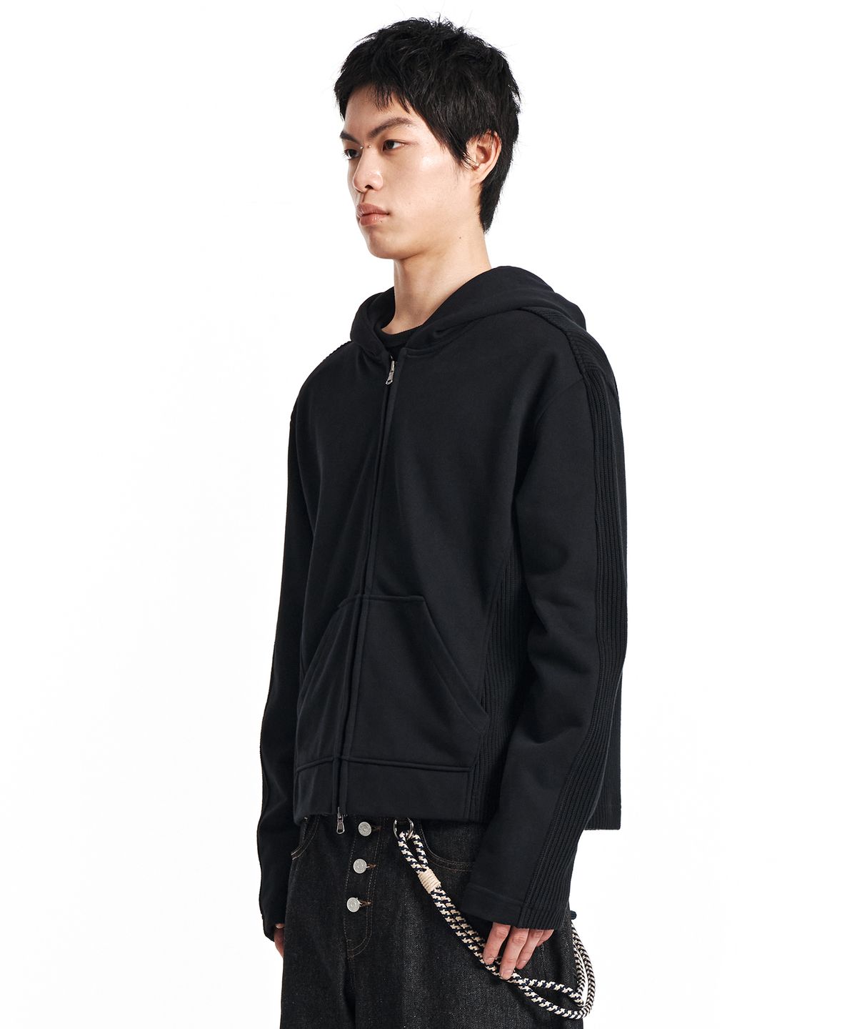 기철(KICHUL) Dual Knit Hood zip-up (Black)